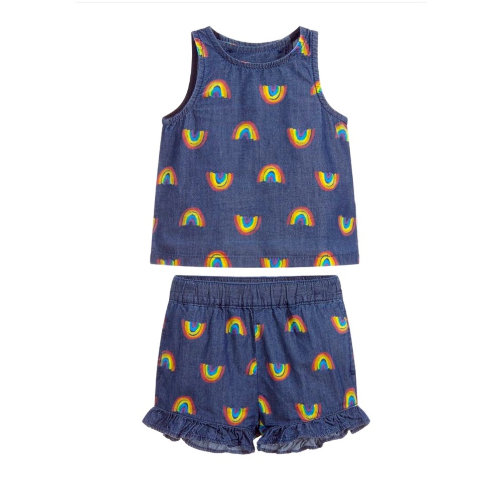 Stella McCartney girls blue chambray set